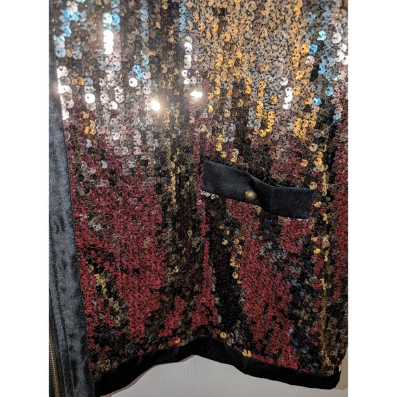 Michael Simon Glitter Top Womens Size 3X Gold Silver Black Sequin Full Zip Glam - Picture 6 of 7